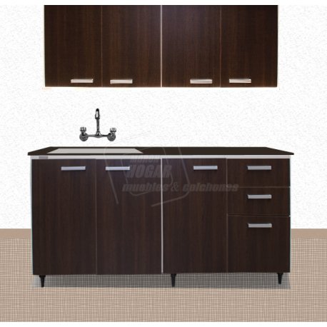 Conjunto de Cocina 160cm Blanco/Tabaco