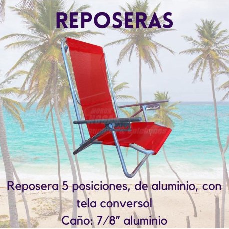 Reposera Plegable 5 Posiciones Aluminio